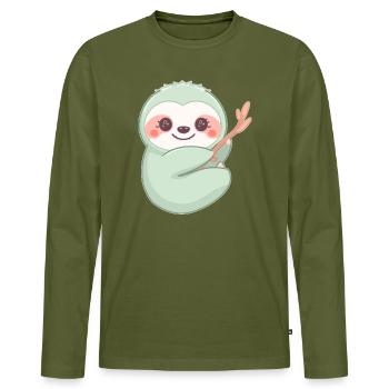 Immer Schön Entspannt - Männer Premium Bio Langarmshirt - Khaki - Vorne - Nico (187cm)