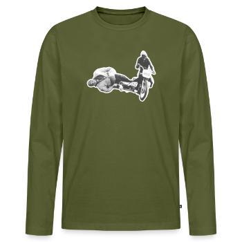 Vintage Seitenwagen-Wagmut auf Retro-Bike - Männer Premium Bio Langarmshirt - Khaki - Vorne - Nico (187cm)