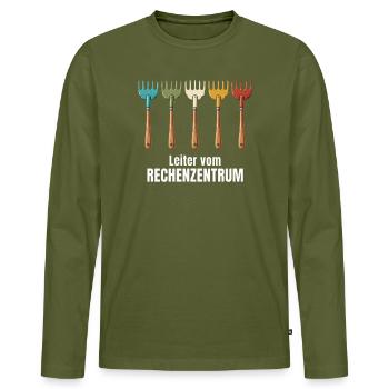 Leiter vom Rechenzentrum lustige Sprüche - Männer Premium Bio Langarmshirt - Khaki - Vorne - Nico (187cm)