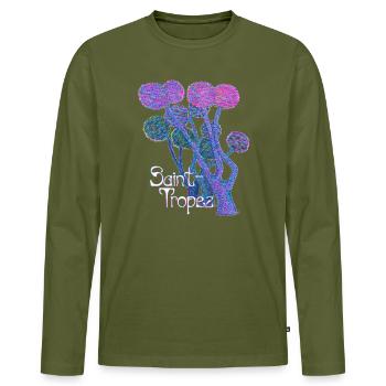 Saint Tropez  Neoimpressionismus - Männer Premium Bio Langarmshirt - Khaki - Vorne - Nico (187cm)