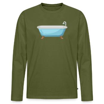 Badewanne - Männer Premium Bio Langarmshirt - Khaki - Vorne - Nico (187cm)