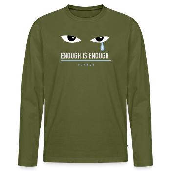 The Blue Tear - FCKNZS - Enough is Enough - Men's Premium Organic Long Sleeve Shirt - khaki - Front - Nico (187cm)