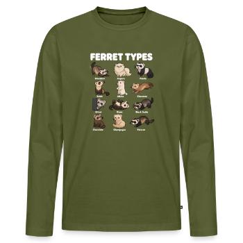 Ferret Types, Cute Different Ferrets - Men's Premium Organic Long Sleeve Shirt - khaki - Front - Nico (187cm)