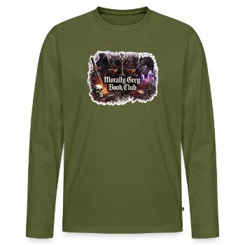 Club de lecture moralement gris - T-shirt manches longues Premium bio Homme - kaki - Devant - Nico (187cm)