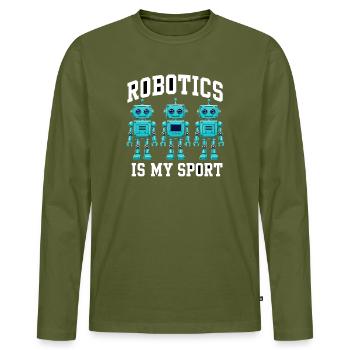 Robotics Is My Sport Robotertechnik STEM Robotik - Men's Premium Organic Long Sleeve Shirt - khaki - Front - Nico (187cm)