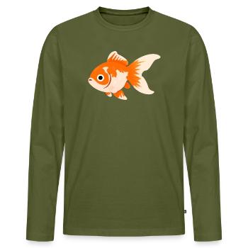 Éclaboussure du dessin animé Comète Goldfish - T-shirt manches longues Premium bio Homme - kaki - Devant - Nico (187cm)