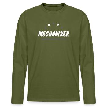 Mechanic Profession - Men's Premium Organic Long Sleeve Shirt - khaki - Front - Nico (187cm)