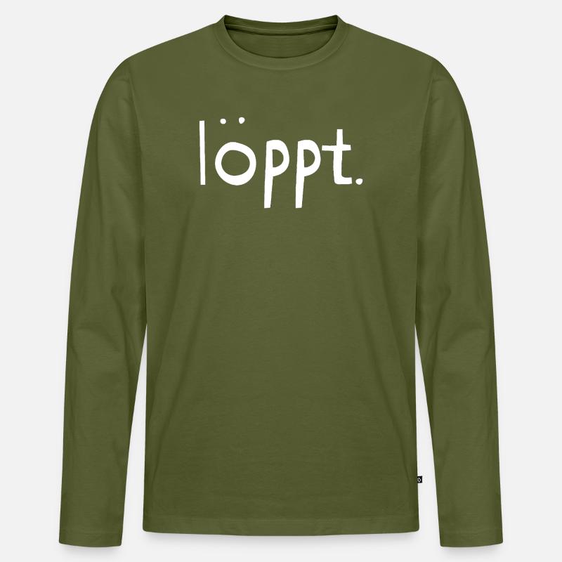 Loeppt-weiss - Männer Premium Bio Langarmshirt - Khaki