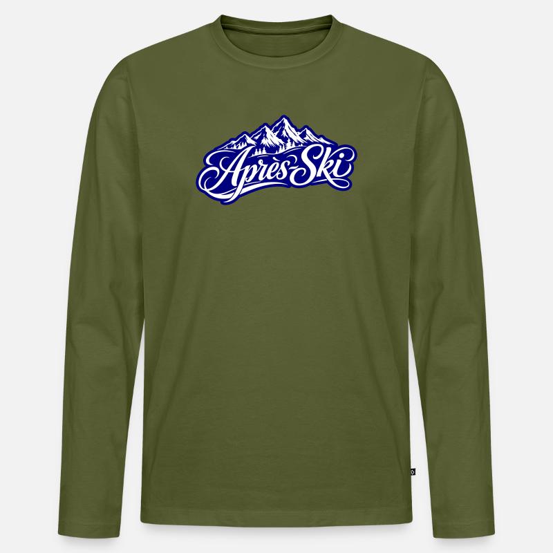 Apres Ski Berge - Männer Premium Bio Langarmshirt - Khaki