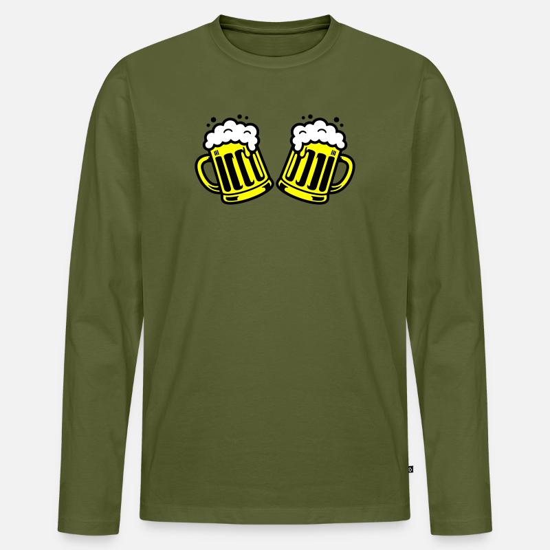 Bier Bierkrug Prost Comic - Männer Premium Bio Langarmshirt - Khaki