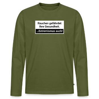Extremismus gefährdet die Gesundheit - Männer Premium Bio Langarmshirt - Khaki - Vorne - Nico (187cm)