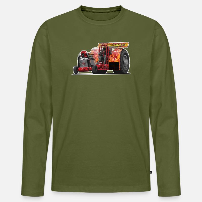 Tractor Pulling // Illustration - Männer Premium Bio Langarmshirt - Khaki