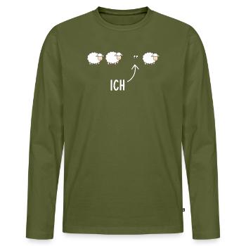  Ich Lustiges Schaf Motiv für Introvertierte - Männer Premium Bio Langarmshirt - Khaki - Vorne - Nico (187cm)