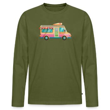 Camion crème - T-shirt manches longues Premium bio Homme - kaki - Devant - Nico (187cm)