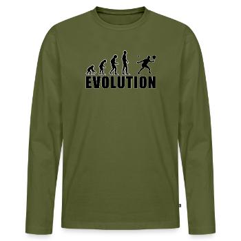 Evolution Padel Player Gift - Men's Premium Organic Long Sleeve Shirt - khaki - Front - Nico (187cm)