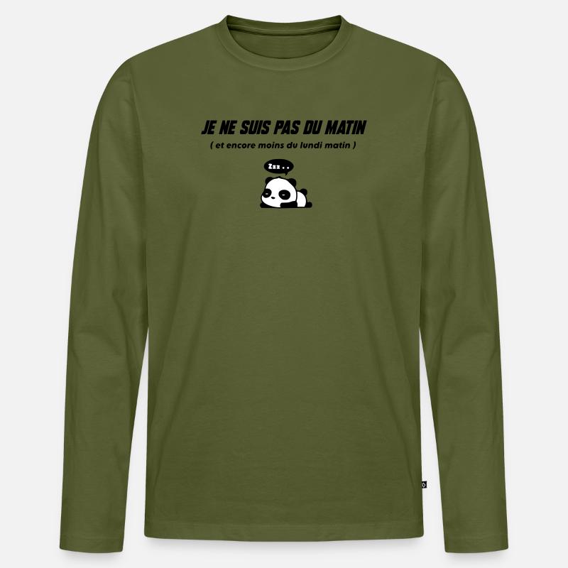 Sleeper Panda Illustration - Männer Premium Bio Langarmshirt - Khaki