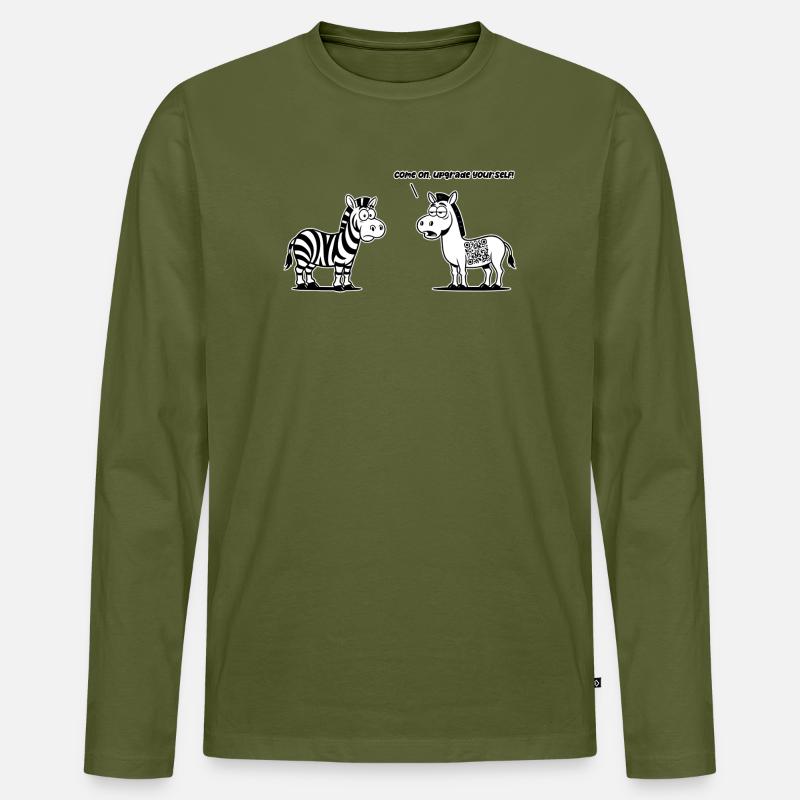 Lustiges Zebra mit QR-Code-Upgrade - Männer Premium Bio Langarmshirt - Khaki
