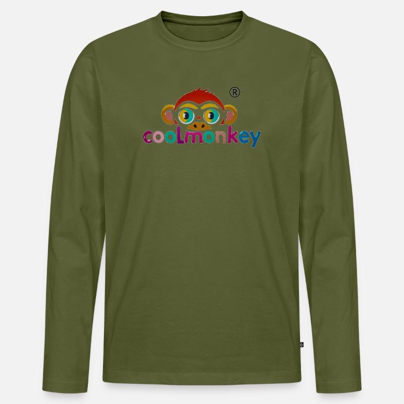 Buntes Affen-Logo verspielt - Männer Premium Bio Langarmshirt - Khaki