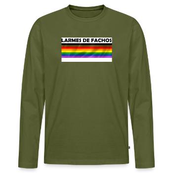 Tears of fascists - Men's Premium Organic Long Sleeve Shirt - khaki - Front - Nico (187cm)