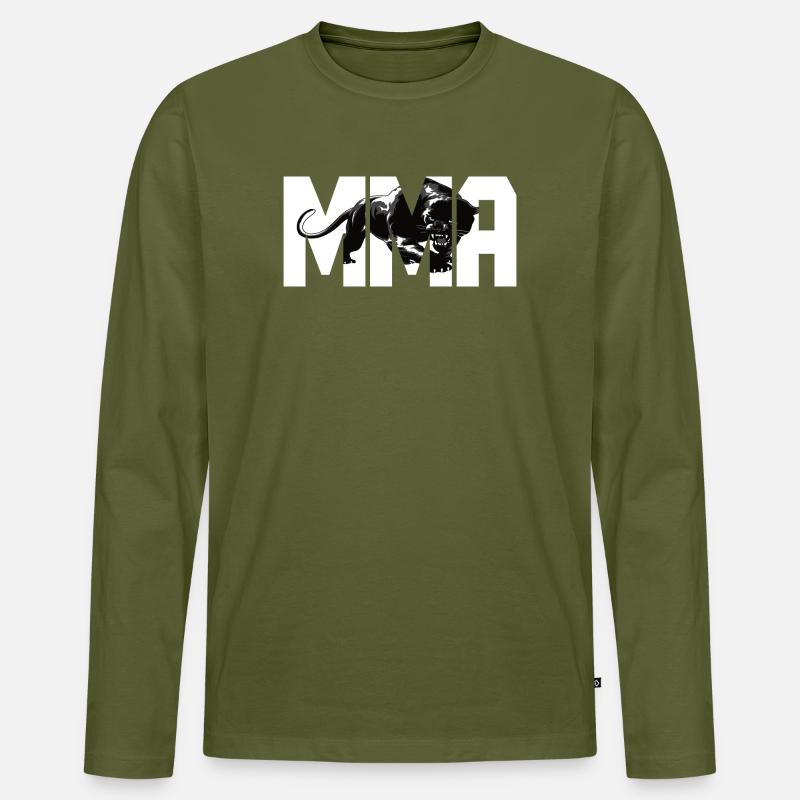 MMA Design mit einer Raubkatze - Männer Premium Bio Langarmshirt - Khaki