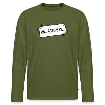 Loge de nerd pour coller des notes - T-shirt manches longues Premium bio Homme - kaki - Devant - Nico (187cm)