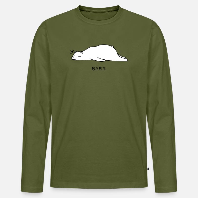 Lustiger Bär - Männer Premium Bio Langarmshirt - Khaki