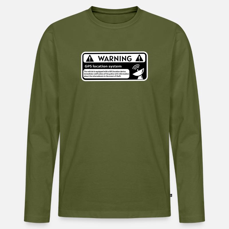 GPS-Alarm-Aufkleber - Männer Premium Bio Langarmshirt - Khaki