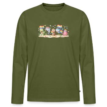 Pride Month LGBTQ – Rainbow Aninals - Männer Premium Bio Langarmshirt - Khaki - Vorne - Nico (187cm)