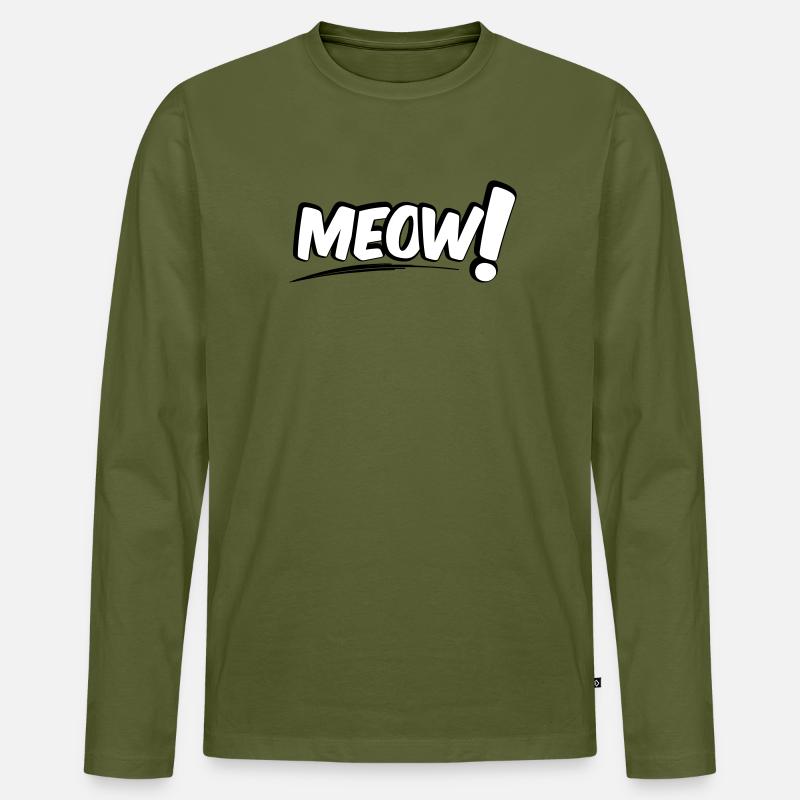 MEOW Miau Katze - Männer Premium Bio Langarmshirt - Khaki