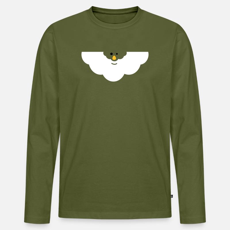 Kuschelige Wolken-Gesicht - Männer Premium Bio Langarmshirt - Khaki