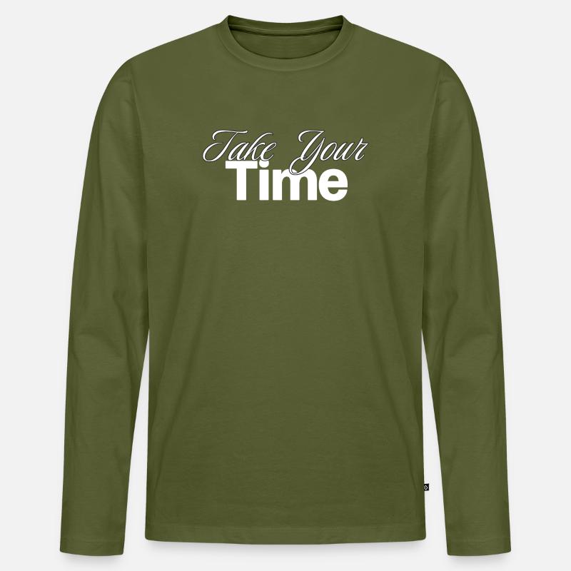 Take Your Time Design - Männer Premium Bio Langarmshirt - Khaki