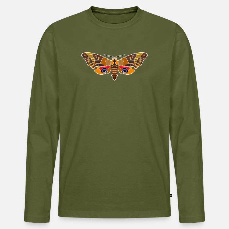 Abendpfauenauge - Männer Premium Bio Langarmshirt - Khaki