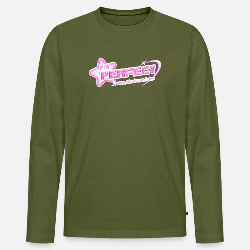 I'm Perfect – Y2K Pinkcore Diva Design - Männer Premium Bio Langarmshirt - Khaki