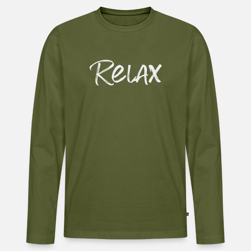 Relax Just Relax - Männer Premium Bio Langarmshirt - Khaki