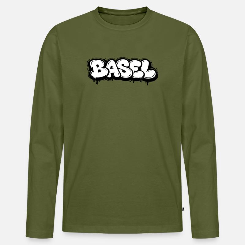 Basel Bubble Graffiti - Männer Premium Bio Langarmshirt - Khaki