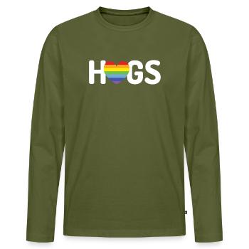LGBT-Umarmungen - Männer Premium Bio Langarmshirt - Khaki - Vorne - Nico (187cm)
