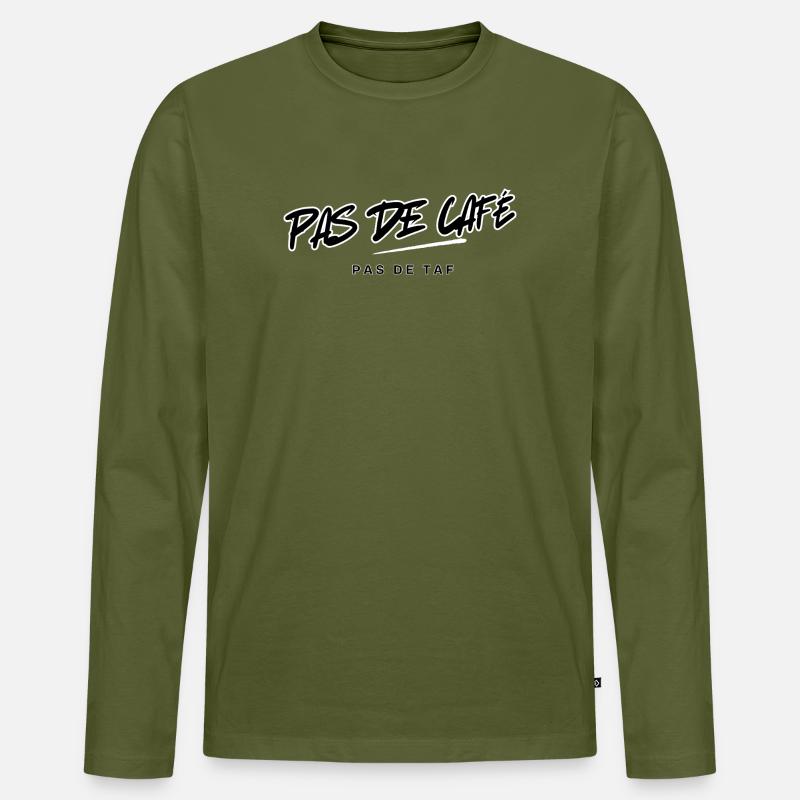 Kein Kaffee Typografisches Design - Männer Premium Bio Langarmshirt - Khaki