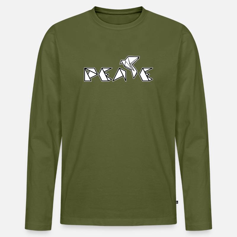 peace - Männer Premium Bio Langarmshirt - Khaki