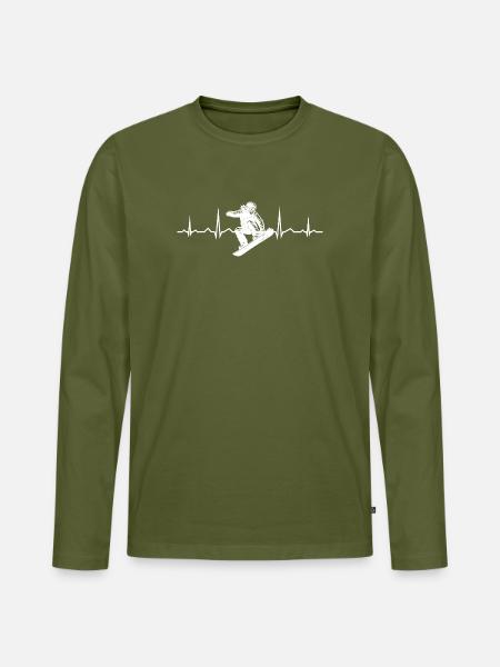 Snowboard motif that works immediately - Men's Premium Organic Long Sleeve Shirt - khaki