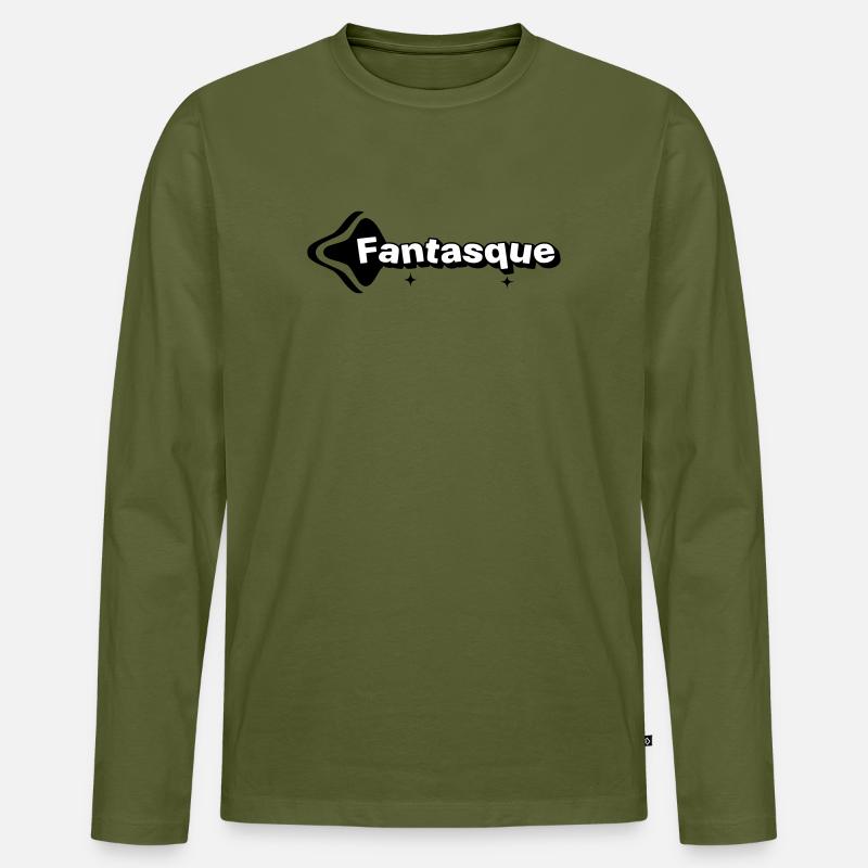 Verspieltes Schwarz-Weiß - Männer Premium Bio Langarmshirt - Khaki