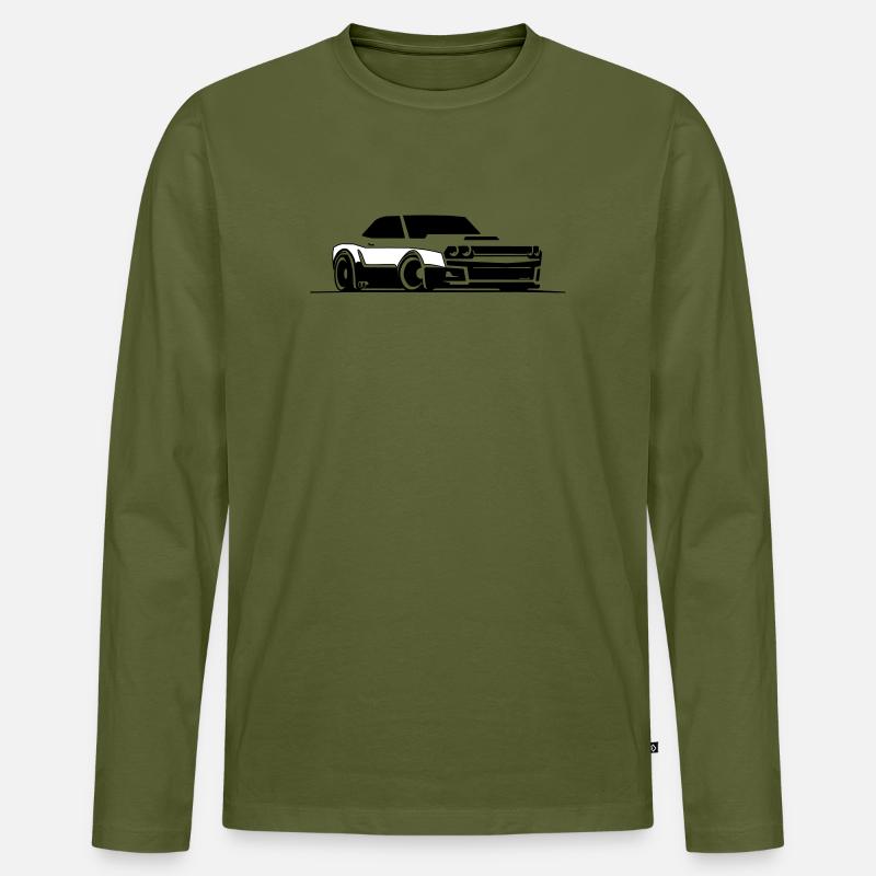 Challenger SRT Hellcat - Männer Premium Bio Langarmshirt - Khaki