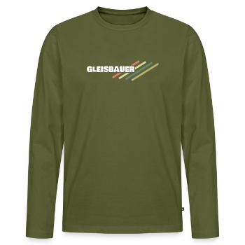 Arbeitsplatz Gleisbauer - Männer Premium Bio Langarmshirt - Khaki - Vorne - Nico (187cm)