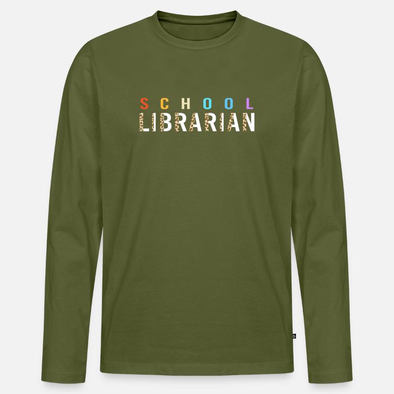 Leseratte Bibliothek Lesen - Männer Premium Bio Langarmshirt - Khaki