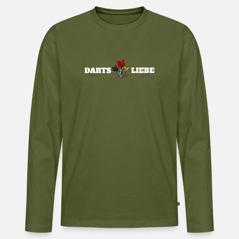 Darts ist Liebe - Männer Premium Bio Langarmshirt - Khaki