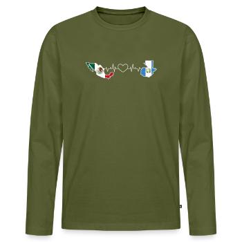 Heartbeat of Mexico and Guatemala - Men's Premium Organic Long Sleeve Shirt - khaki - Front - Nico (187cm)