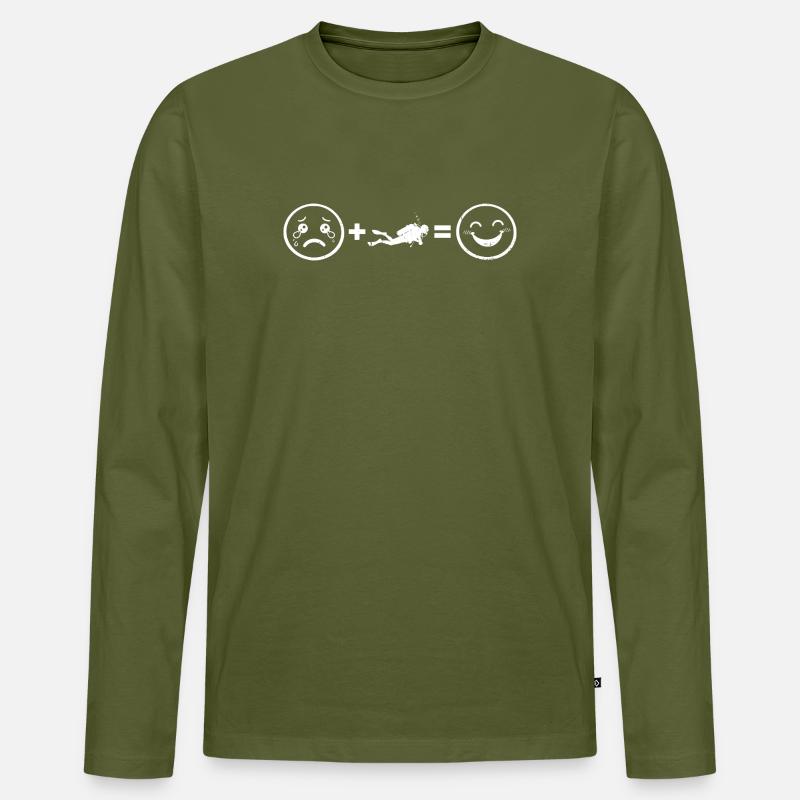 Klare Diving Botschaft - Männer Premium Bio Langarmshirt - Khaki