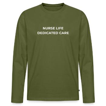 Nurse Practitioner Stethoskop Floral Aquarell - Männer Premium Bio Langarmshirt - Khaki - Vorne - Nico (187cm)