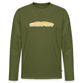 Gift for optician - Men's Premium Organic Long Sleeve Shirt - khaki - Front - Nico (187cm)