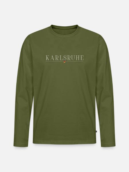 Karlsruhe Fan T-shirt – Voor Echte Fans - Mannen Premium Bio shirt met lange mouwen - kaki