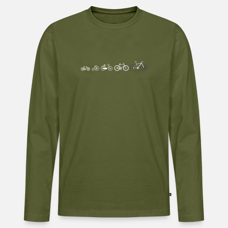 Evolutionsentwicklung des Radfahrens - Männer Premium Bio Langarmshirt - Khaki